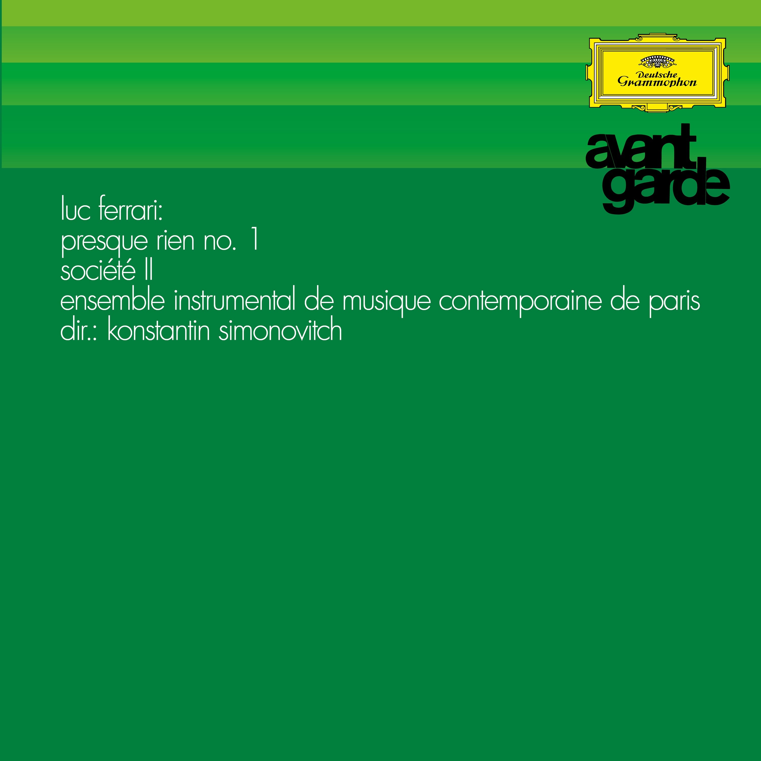 Luc Ferrari: Presque Rien Nr.1; Societé II (Avantegarde Vinyl Series) LP insert