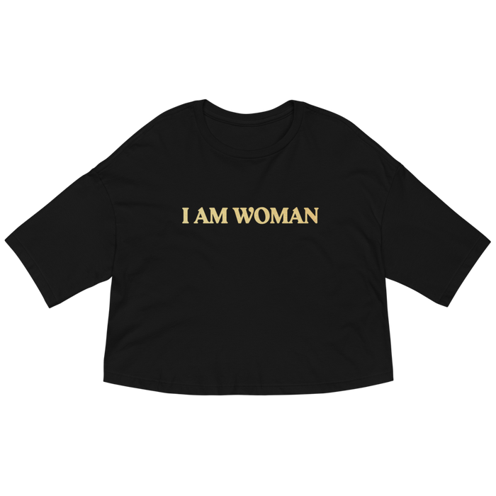 I Am Woman Crop Top (Black) - Front