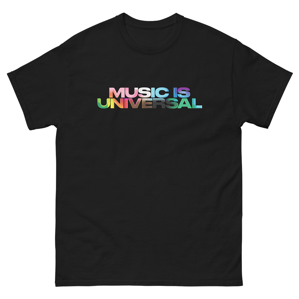 Music Is Universal Short Sleeve T-shirt (Black) Front 