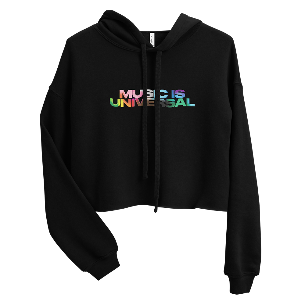 Music Is Universal Crop Hoodie (Black) Front